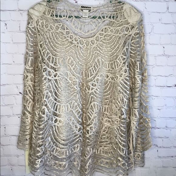 Soulmates Women New 2 Pc Crochet 100% Silk Hand‎ Crafted Top,Jacket /Blazer - Picture 8 of 14